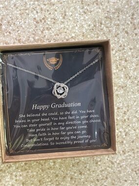 Graduation Silver Floral Pendant Necklace - Sentiment Gift